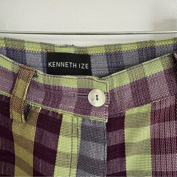 Kenneth Ize XS woven plaid fringe pants - Picture 6 of 7